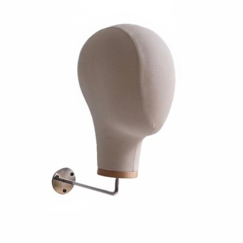 Support tête de mannequin présentoir bois lin et métal argenté