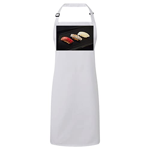 Tablier de cuisine blanc motif sushi et nourriture du Japon