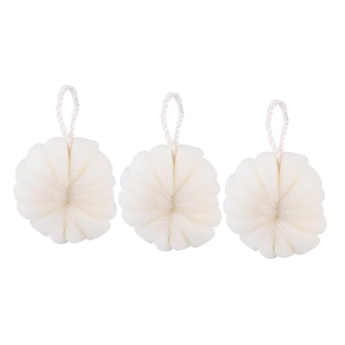 UKCOCO 3 piezas Esponjas Ducha Baño Adultos Color Beige Delicada y Elástica Diseño Pétalo Hogar y Viaje Limpieza Suave