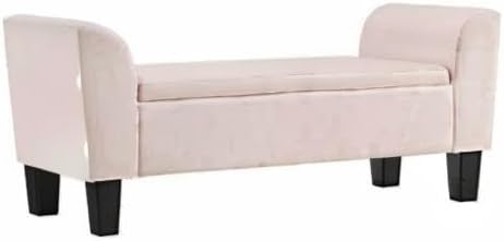 Ergode Contemporary Home Living Pink Velvet Storage Bench - Chic Design, Solid Wood Legs, Ample Storage Space - 23" H x 16.5" W x 55" L