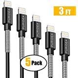 Lightning Charger Cable 3FT,Puridea iPhone Cable / iPhone Cord [Max 2.4A] For iPhone X 8 7 6S 6 Plus iPad 2 3 4 Mini, iPad Pro Air, iPod [5 Pack Black]