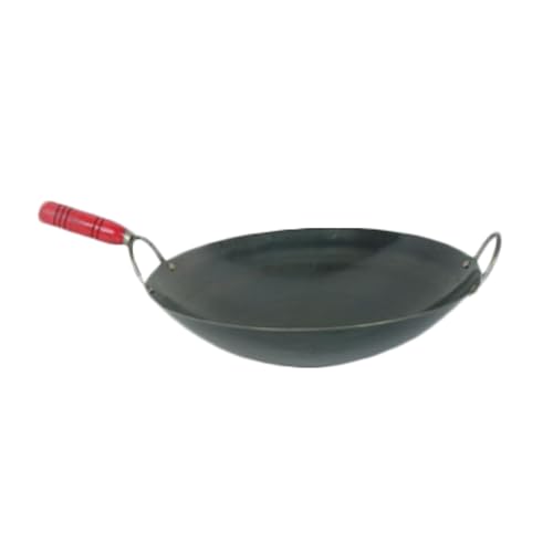 Wok de hierro con asas redondas de madera 14" miniatura 1