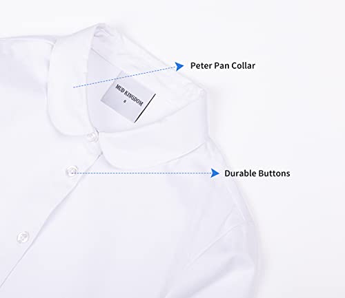 Image of LittleSpring Girls Long Sleeve Uniform Shirts Peter Pan Collar Poplin Blouse