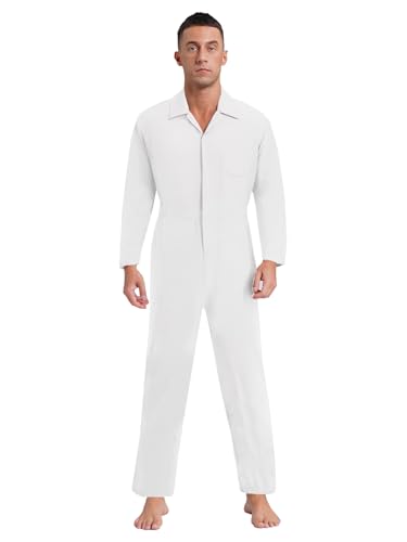 Mono blanco de hombre con cuello doblado ideal para trabajos dinámicos en talleres