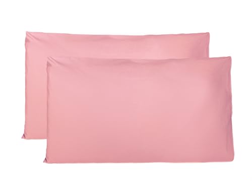 Taie Oreiller 100% Coton 50X70 CM Lot De 2, Taie d'oreiller Rectangulaire 100% Puro Coton avec Fermeture - Rose