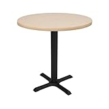 Factory Direct Partners 13370-284 30' Round Café Bistro Table; Modern Dining, Coffee, Cocktail Table for Small Spaces - Maple Top/Black Base
