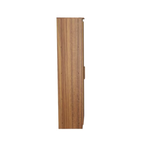 Image of Amazon Brand - Solimo Duo XS Engineered Wood 2 Door Wardrobe for Bedroom | Compact Clothes Storage Cabinet with Multiple Shelves | Space Saving Cupboard | 1 Year Warranty - Leon Teak