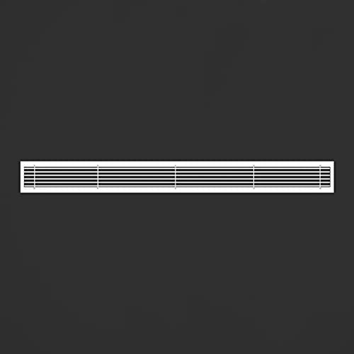 LBG Products 44" X 4" Air Grille, Aluminum Linear Bar Grilles, Removable Front Grille & Easy Airflow Fixed Bar Supply/Return Air Vent Grille, White [Outer Dimensions: 44.8"w X 4.8"h]