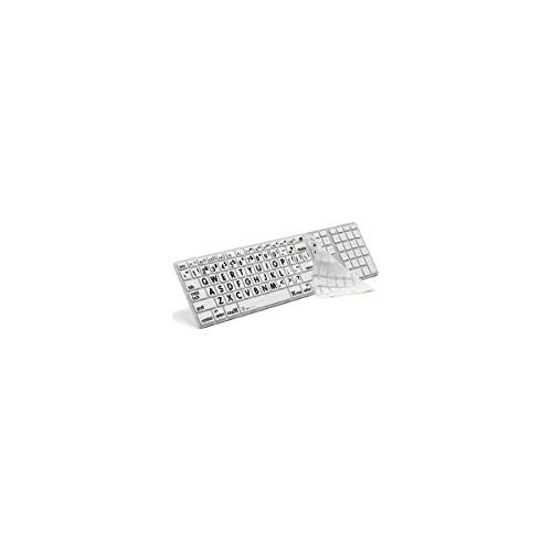 LogicKeyboard LogicSkin White Keyboard Cover Compatible with Black Large Print Apple Ultra Thin - LS-LPRNTBW-M89-US