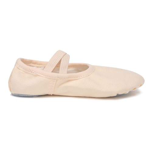 Danzcue Sapatilhas de balé femininas de lona macia/couro sintético para adultos, sapatilhas de balé