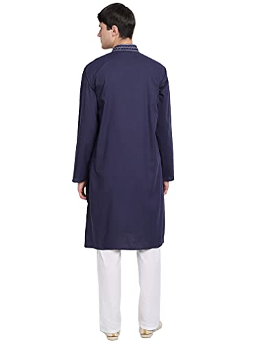 SKAVIJ Men's Kurta Pajama Set Long Sleeve Cotton Traditional Ethnic Casual Dress2