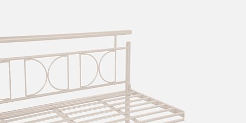 Image of Mexo Metal King Size Bed Without Storage | Wrought Iron Double Bed with Headboard & Footboard | Sturdy Powder Coated Platform Bed King Size Cot for BedroomLivingRoom Ivory (75x72)