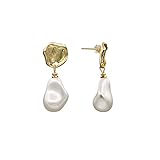 dh&yp Vintage Baroque Pearl Dangle Earring for Women, Graceful Earrings, Gold Plated Earring Hooks,
