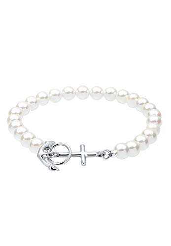Preisvergleich Produktbild Elli Armband Damen Anker Muschelkernperle Maritim in 925 Sterling Silber