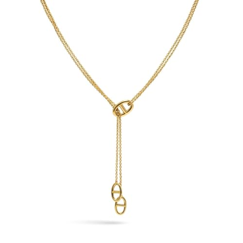 Générique Collier Y Maille Marine Grain De Café Chaine d'Ancre - Acier Inoxydable - Femme & Ado - Doré - Sautoir Tendance Resistant à l'eau - Ne rouille pas - Idéd cadeau - Élégant - MODULEVA