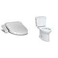 TOTO WASHLET A2 Electronic Bidet Toilet Seat with Heated Seat and SoftClose Lid & Drake Two-Piece Elongated 1.6 GPF Universal Height TORNADO FLUSH Toilet with CEFIONTECT, Cotton White - CST776CSFG#01