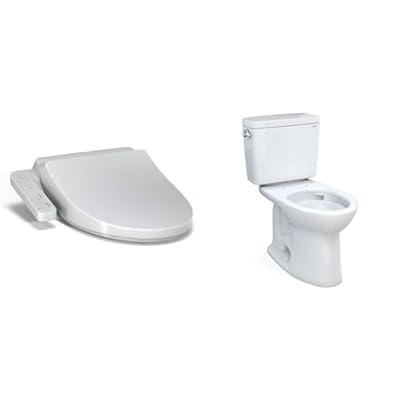 TOTO WASHLET A2 Electronic Bidet Toilet Seat with Heated Seat and SoftClose Lid & Drake Two-Piece Elongated 1.6 GPF Universal Height TORNADO FLUSH Toilet with CEFIONTECT, Cotton White - CST776CSFG#01
