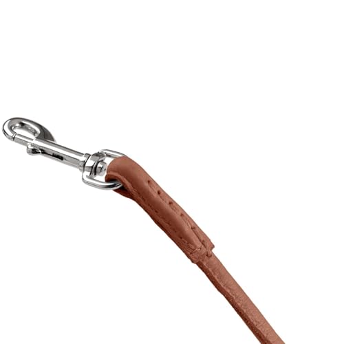 Hunter Hundeführleine SOHO Round MINI, Farbe: Cognac, Rindsleder, mit Handschlaufe, weich & geschmeidig, leicht & robust, für kleine Hunde & Welpen, Made in Germany, Größe: 6/140