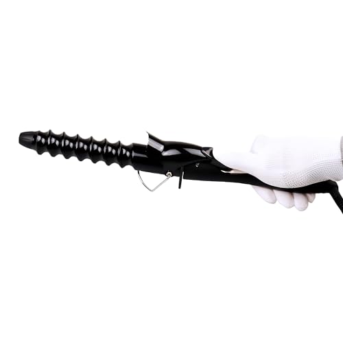 Image of Spiral Curling Wand with Clamp - 32mm Ceramic Hair Iron for Tight to Loose Curls and Crimping Waves, Adjustable Temperature