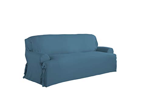 Serta | Relaxed Fit Durable Woven Linen Canvas Furniture Slipcover (T-Sofa, Indigo)