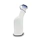 Set Urinflasche für Männer (1000 ml), Halterung, Bürste für Männer | 1 Liter | 3 Teile | PP- Urinflasche mit Deckel milchig, Reinigungsbürste, Betthalter/Urinflaschenhalter mit Deckel inkl. Kette