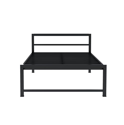 Image of ZIAULA Bed DoubleSize 4x6 Feet Cot for Bedroom Heay Duty Strong Metal Iron Semi Folding Bed Easy Portable Iron charpai DoubleSize (Double, Without Board), Painted, Black (4x6 Feet (Without Board))