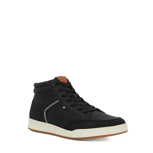 Dune Mens Streets PU High Top Trainers Size UK 10 Flat Heel Black