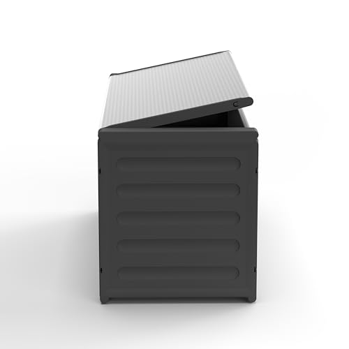 Adventa: Baúl para recogida diferenciada de resina de PVC y PP, fácil de montar, resistente, apto para ambientes interiores y exteriores, 85 x 34 x 38 cm, gris - imagen 3