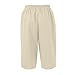 RODYETQQ Cotton Capri Pants for Women Casual Drawstring Elastic Waist Cropped Pants Loose Fit Straight Leg Summer Linen Capris with Pockets Summer Beach Outfuts (A02 Beige,Large)