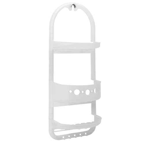 POMILER Shower Caddy Hanging Large Heavy Duty Plastic Shower Organizer with 2 Shelves and 1 Deep Basket White