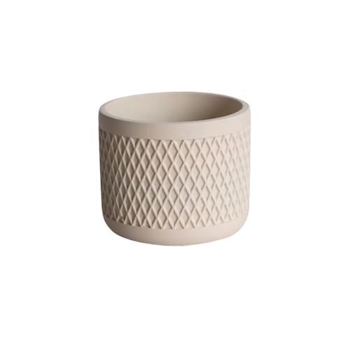 yanzhuen001 Flowerpot, Round with Grid Texture Plant Pot, for Decorate
