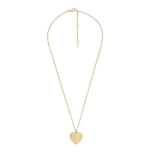 Fossil Damen goldfarbenes Edelstahlcollier mit herzförmigem Anhänger mit Karabinerverschluss, Cremiges Gold – Ansicht 4