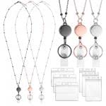 With Id Card Holders Employee Men Badge Holder Necklace Waterproof Office Supplies Stainless Steel Key Ring Clips Diy Beaded Lanyard(Silver) #TOP5