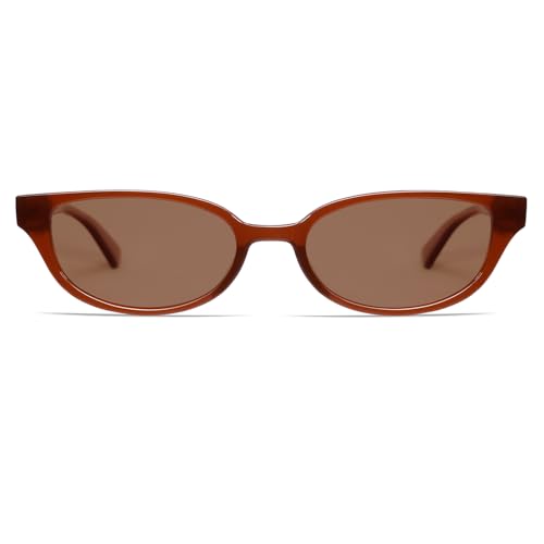 Image of VANLINKER Retro Semi Oval Polarized Sunglasses for Women Men Trendy Small 90s Style Vintage Narrow Rectangle Frame VL9833