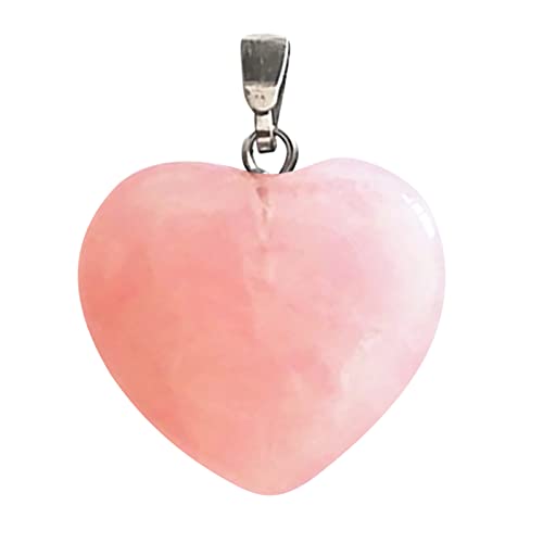 Shan-S Christmas Decor Natural Rough Stone Love Pendant, Crystal Heart Pendant Stone Peach Heart Pendant Women's Necklace Natural Rough Stone Love Pendant