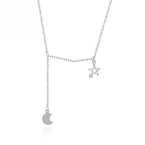 Colliers chaîne étoile lune pour femmes filles cubique en cristal fin