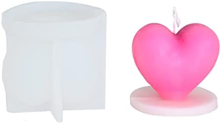 DIY 3D Heart Shaped Candle Molds for Candle Making - Food Grade - Love Heart with Base Silicone Candle Making Molds, Heart Epoxy Resin Molds for Candles,Soap, Chocolate, DIY Crafts Decorations (A)