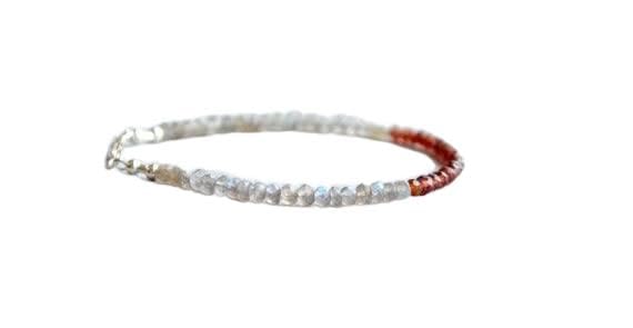 Bracelet en grenat véritable et labradorite facettée LKBEADS de luxe