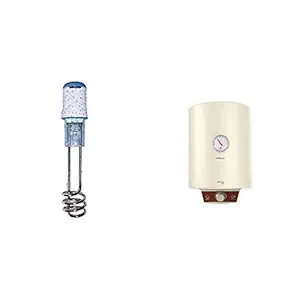 Havells Immersion HB15 1500 Watt (White Blue) & Havells Monza EC 15-Litre Storage Water Heater with Flexi Pipe (Ivory)