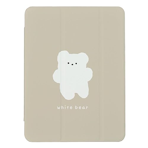 iPad 第9世代 第8世代 第7世代 10.2インチ 対応 ケース カバー A2602 A2604 A2603 A2270 A2428 A2429 A2430 A2197 A2198 A2200 アイパッド9 韓国 くま しろくま 白くま 可愛い ベージュ かわいい キッズ 子供