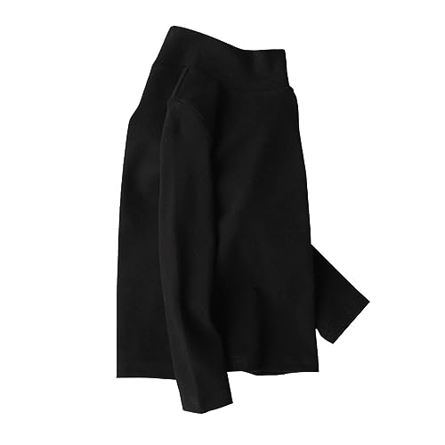 Boys Girls Turtleneck Trendy Long Sleeve Soft Cotton T-Shirts Solid Color Warm Tees Fall Pullover Blouse Simple Clothes