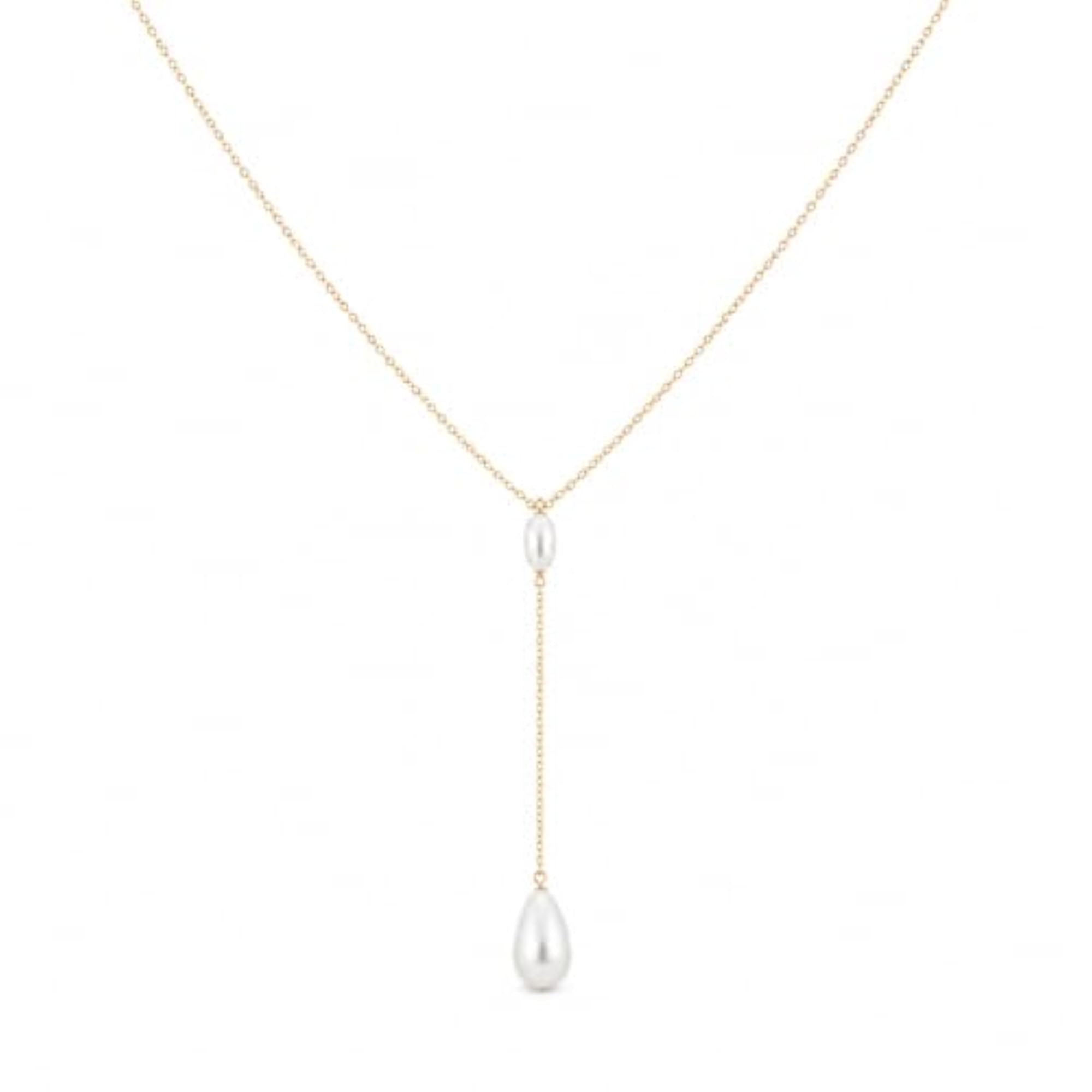 Women's 14K Gold Plated Dainty Cute Pearl Necklace, Handmade