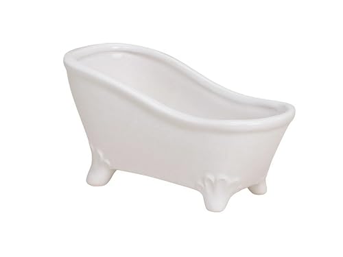 Seifenschale weiß - Form Badewanne Wanne Deko Badezimmer Dekowanne aus Keramik 16x7x9 cm (BxTxH)