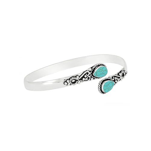 Bracelet manchette turquoise réglable pour poignets sensibles et fins