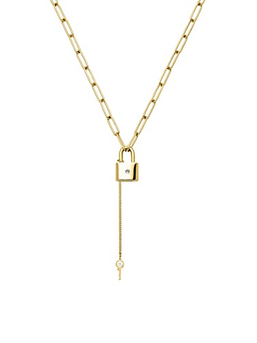 ICRUSH Unfolded Kette Gold Kette Damen Gold aus Edelstahl Verstellbare Halskette Damen Wasserfeste Antiallergische Grobe Gliederkette Geeignet für Valentinstag Muttertag Weihnachten Geburtstag 42CM Cover