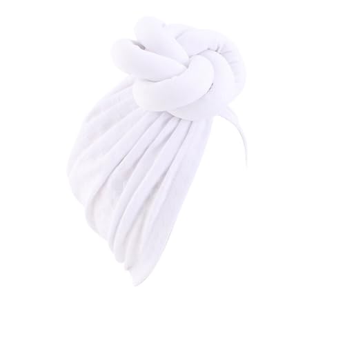 Image of PHEZEN Stretch Turban Hats for Women, African Knot Headwraps Soft Pre Tied Bonnet Hair wrap Pretied for Black Women, White, One Size
