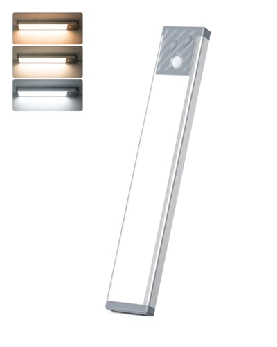 3 Couleurs Reglette Led Cuisine Super Lumineuses, Dimmable Lumiere Detecteur de Mouvement Interieur, USB-C Lampe de Placard, Longue Durée-Installation Facile...