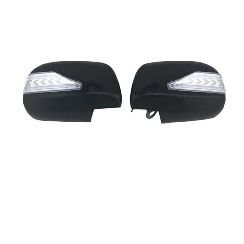 ZGGRB レクサス RX330 RX350 RX400 2003-2009 用 LEDライトトリム付き車用アップグレードドアミラーカバー グロスブラック カーボンファイバーアクセサリー(Glossy Black Style 2)
