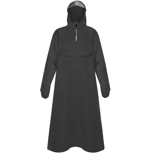 [Andake] レインコート レインポンチョ カッパ 雨合羽 スリーブポンチョ ロング 男女兼用 メンズ レディース 軽量 320g 2重防水 撥水 通気性 ポケット付き 収納可能 自転車 通勤通学 アウトドア フェス 梅雨対策 雨具 反射テープ(くろ)の商品画像（Amazon）