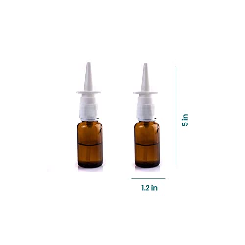 Wexbi Home Amber Glass 2- Pack Nasal Spray Bottle 1 Oz, Empty, Press Spray Head Refillable, Portable Size 30 Ml Vials - No Labels, 2.0 Count #TOP1